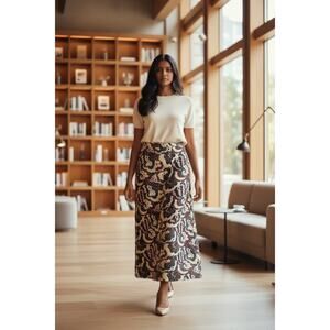 Vintage 1960’s Nelly de Grab Floral Tapestry Brocade Maxi Skirt size 8/M